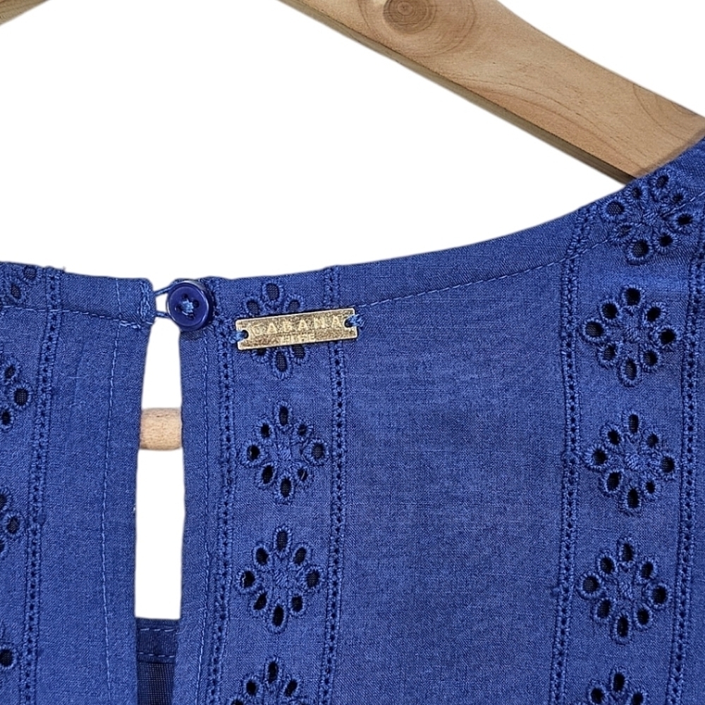 Cabana Life Navy Eyelet UPF 50+ Flutter Sleeve Mini Dress Size XS Beachy NWT - Picture 10 of 15